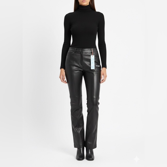 Off-White Pants - Off-White Black Leather Trousers